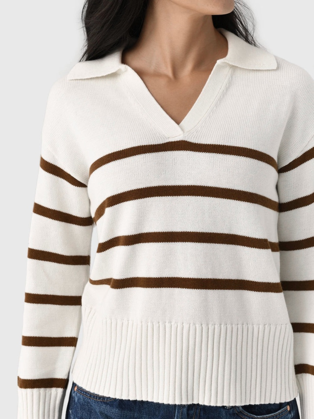 MVG Women's Cotton Cashmere V-Neck Polo Sweater